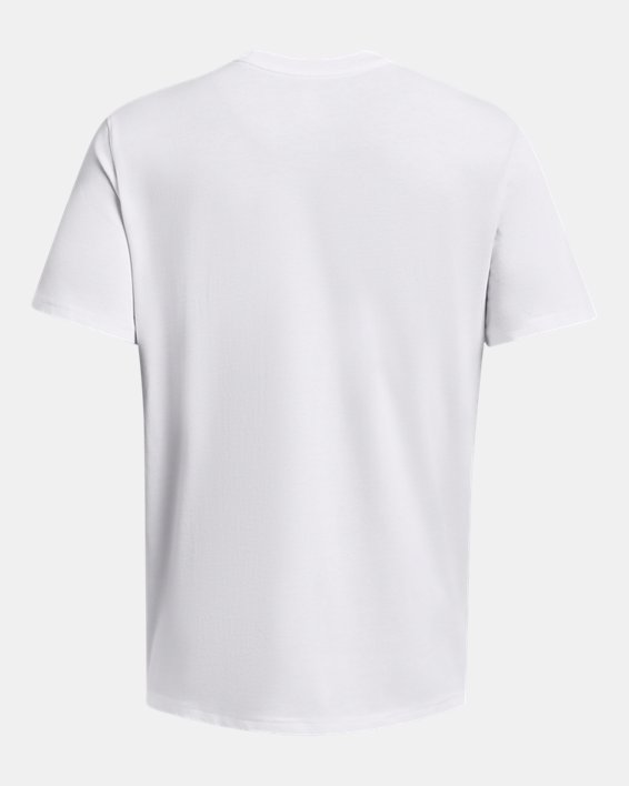 Camiseta de manga corta UA Heavyweight Left Chest Logo Repeat para hombre, White, pdpMainDesktop image number 3